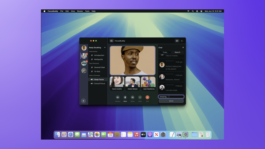 Minimalist mobile interface of FocusBuddy app showing a calm focus timer.